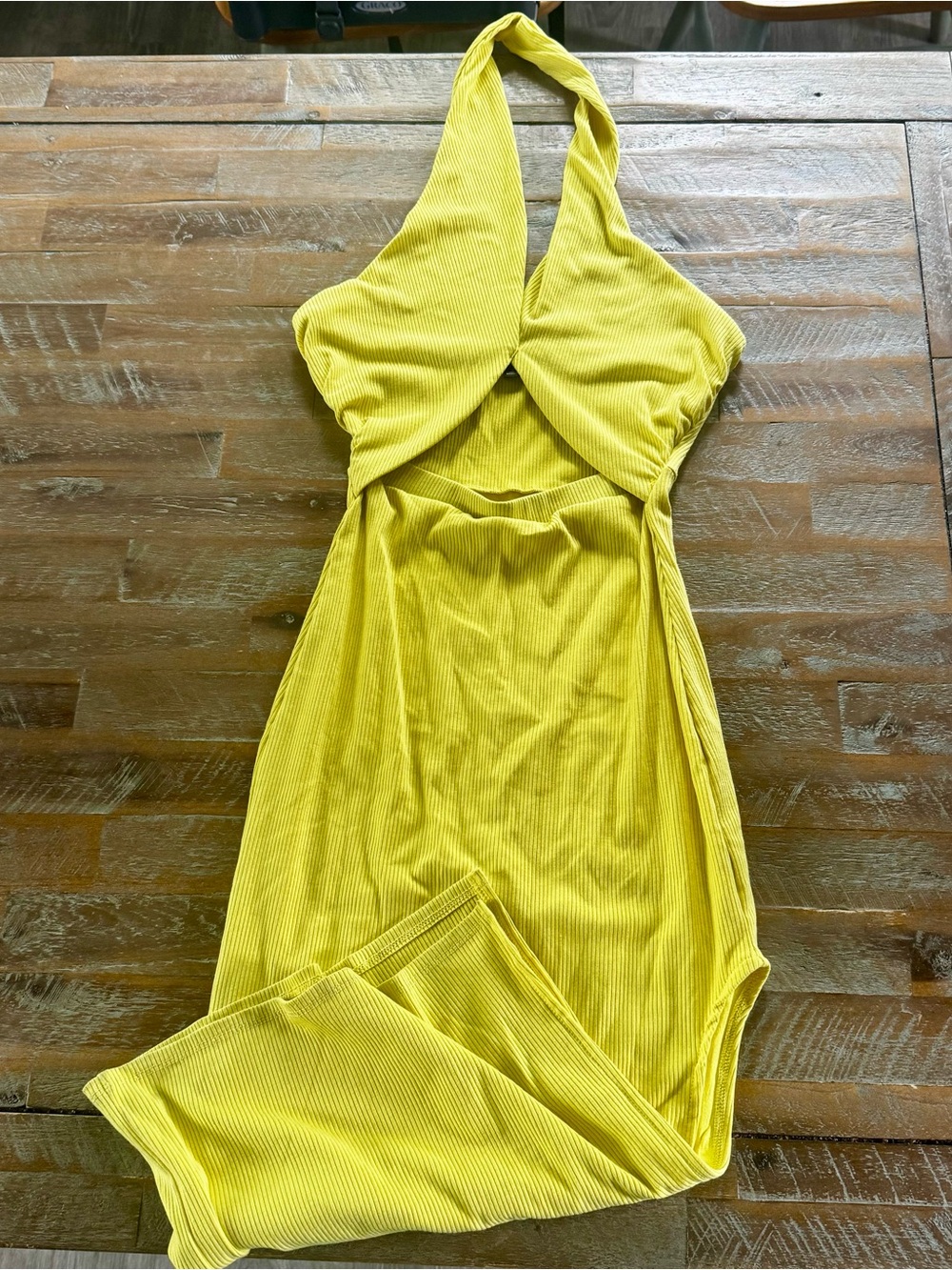 Lulu's citrus Ribbed Midi Halter Dress